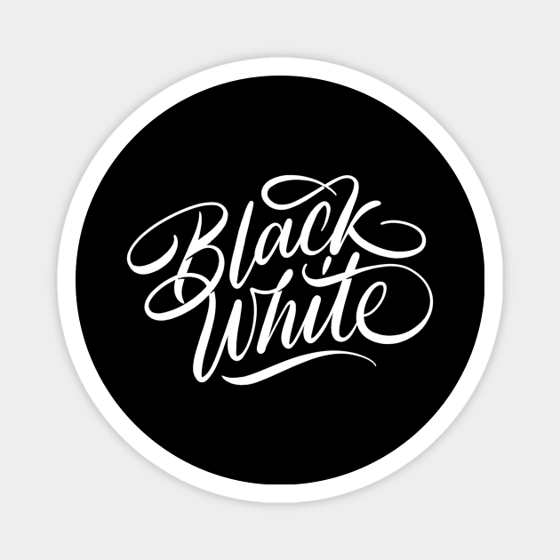 Black White Lettering Design Magnet by RieType Studio